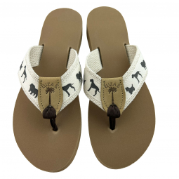 Dog Breeds Motif Sandal on Natural Cotton Web